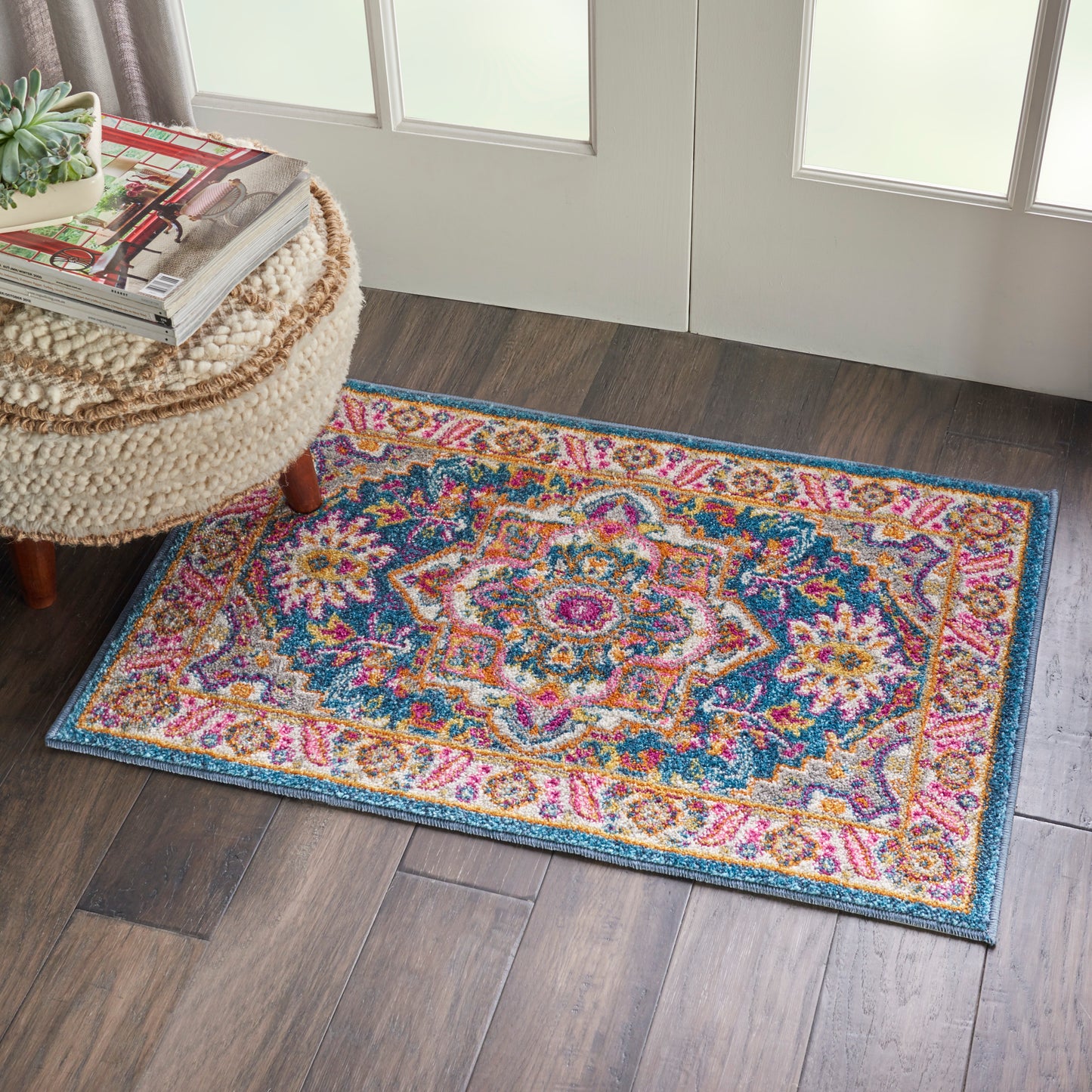 Nourison Passion 1'10" x 2'10" Teal Multicolor Bohemian Indoor Rug