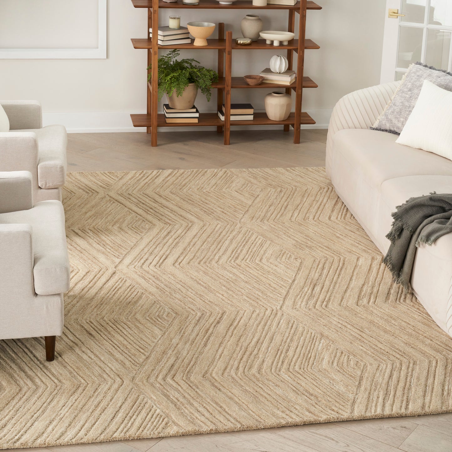 Nourison Graceful 3'9" x 5'9" Taupe Modern Indoor Rug