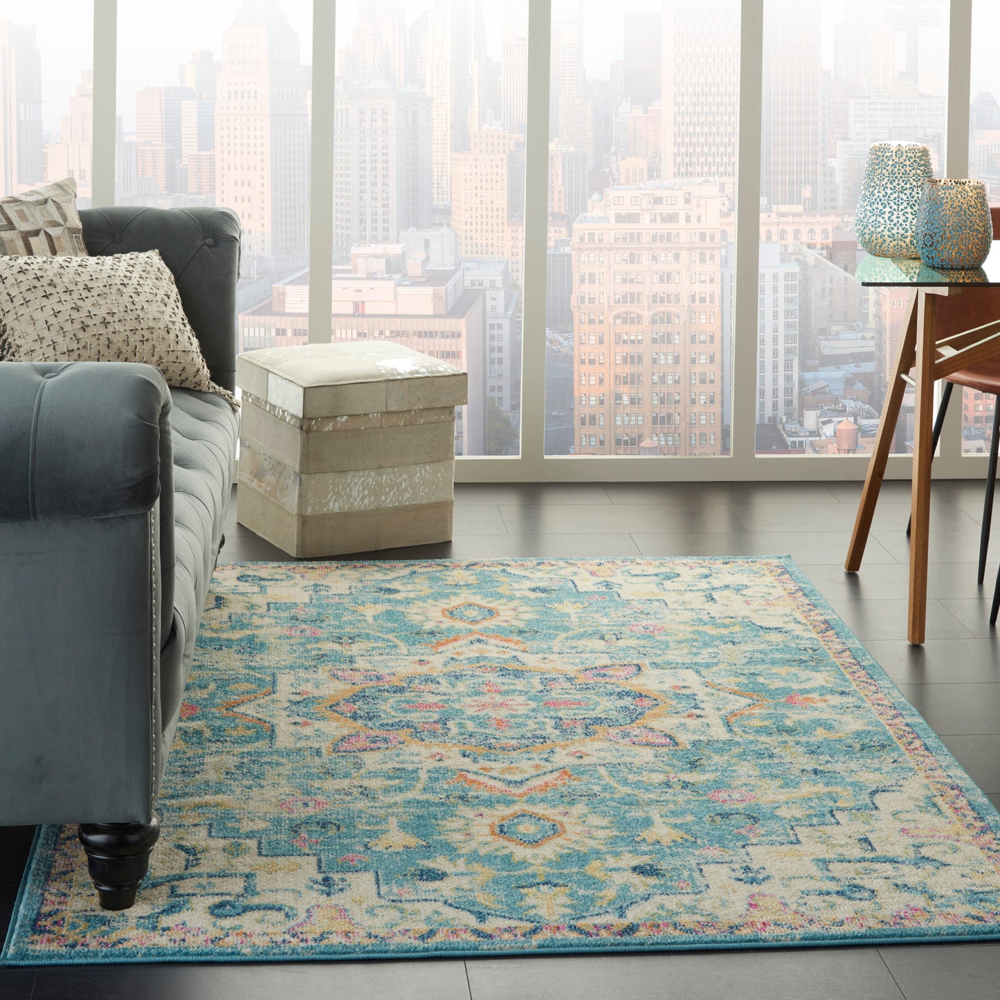 Nourison Passion 6'7" x 9'6" Ivory/Light Blue Bohemian Indoor Rug