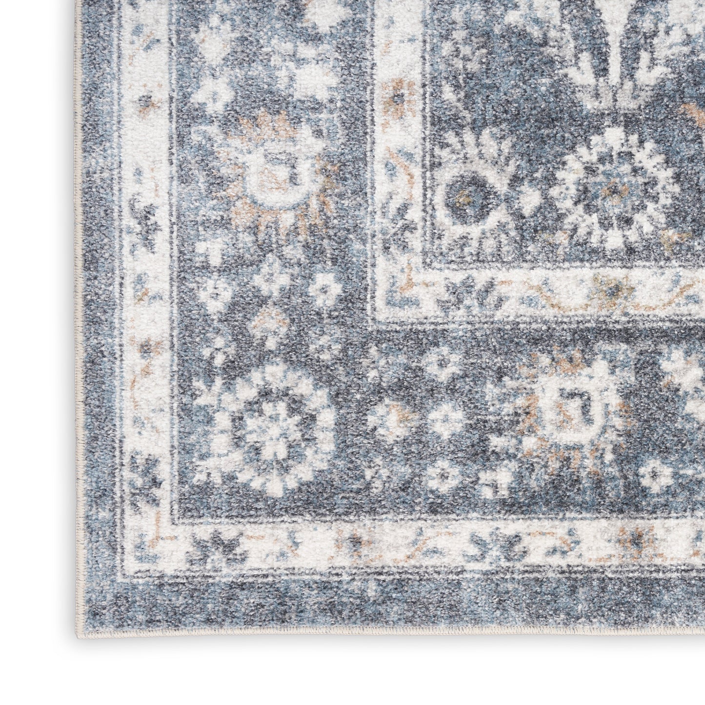 Nourison Astra Machine Washable 4' x 6' Dark Blue Vintage Indoor Rug