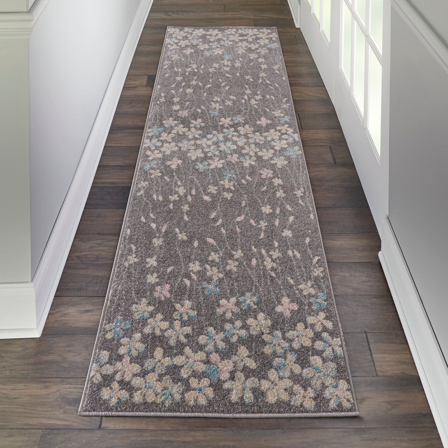 Nourison Tranquil 2'3" x 7'3" Grey Beige Contemporary Indoor Rug