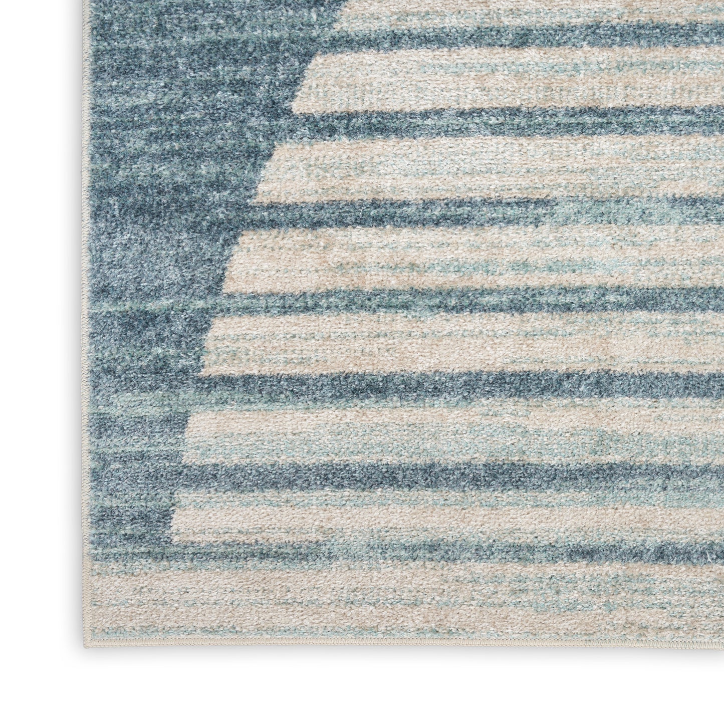 Nourison Astra Machine Washable 4' x 6' Blue Mid-Century Modern Indoor Rug