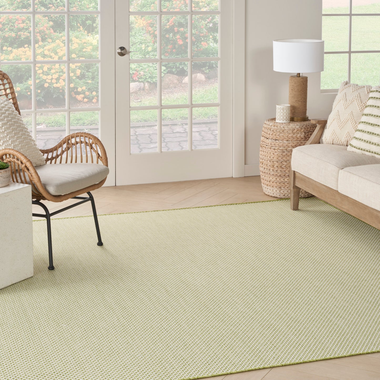 Nourison Courtyard 6' x Square Ivory Green Modern Rug