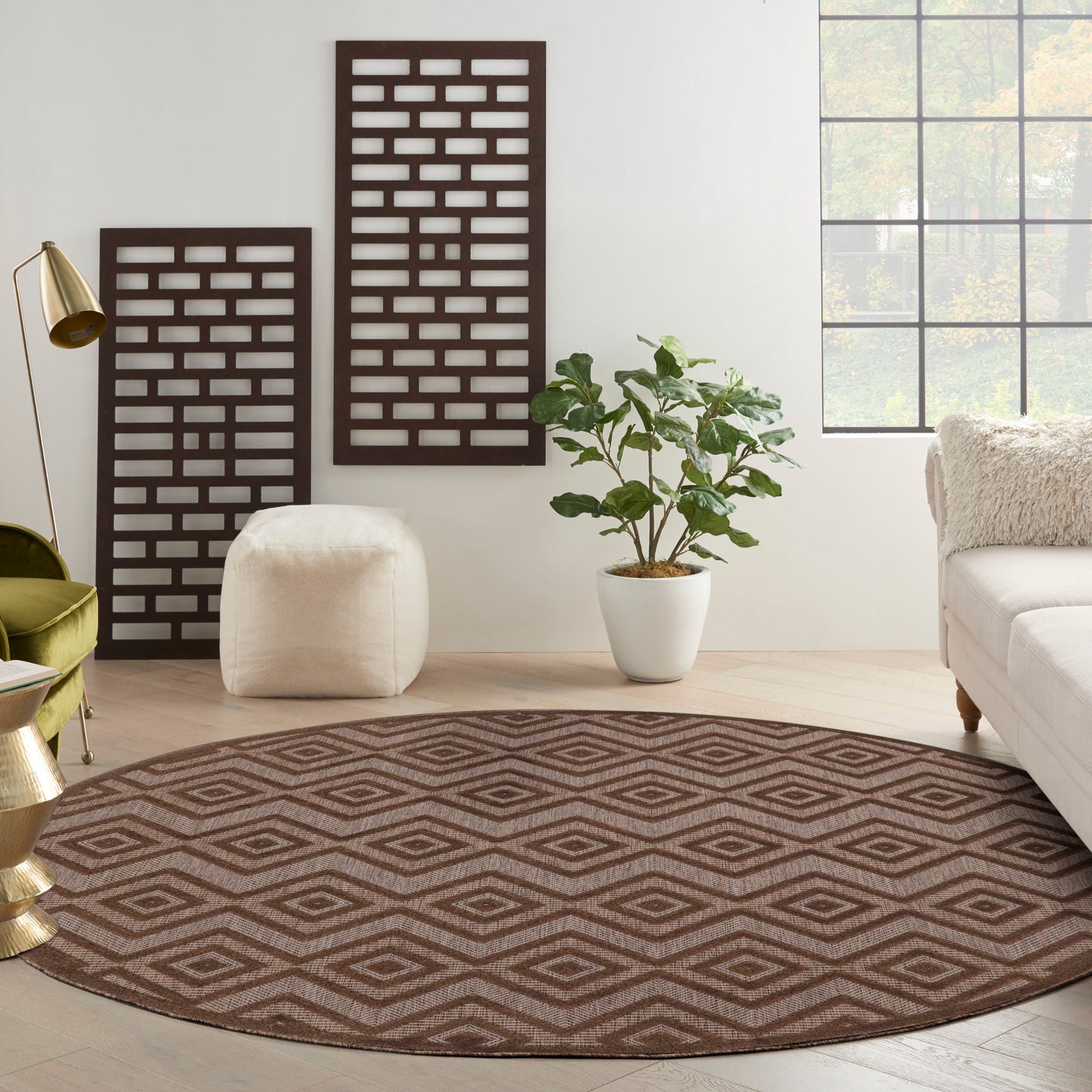 Nourison Versatile 8' x Round Brown Modern Rug