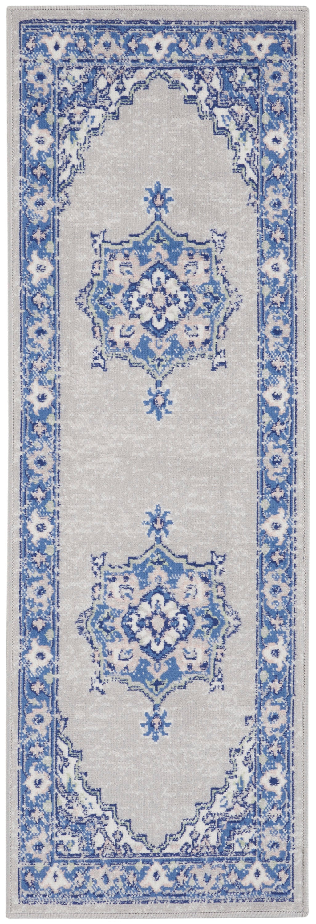 Nourison Whimsicle 2' x 6' Grey Blue Farmhouse Indoor Rug