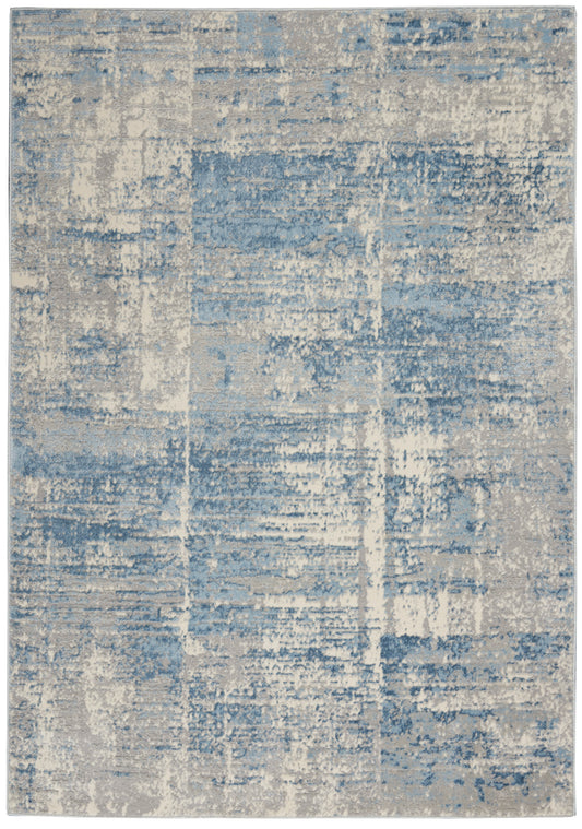 Nourison Solace 5'3" x 7'3" Ivory/Grey/Blue Modern Indoor Rug