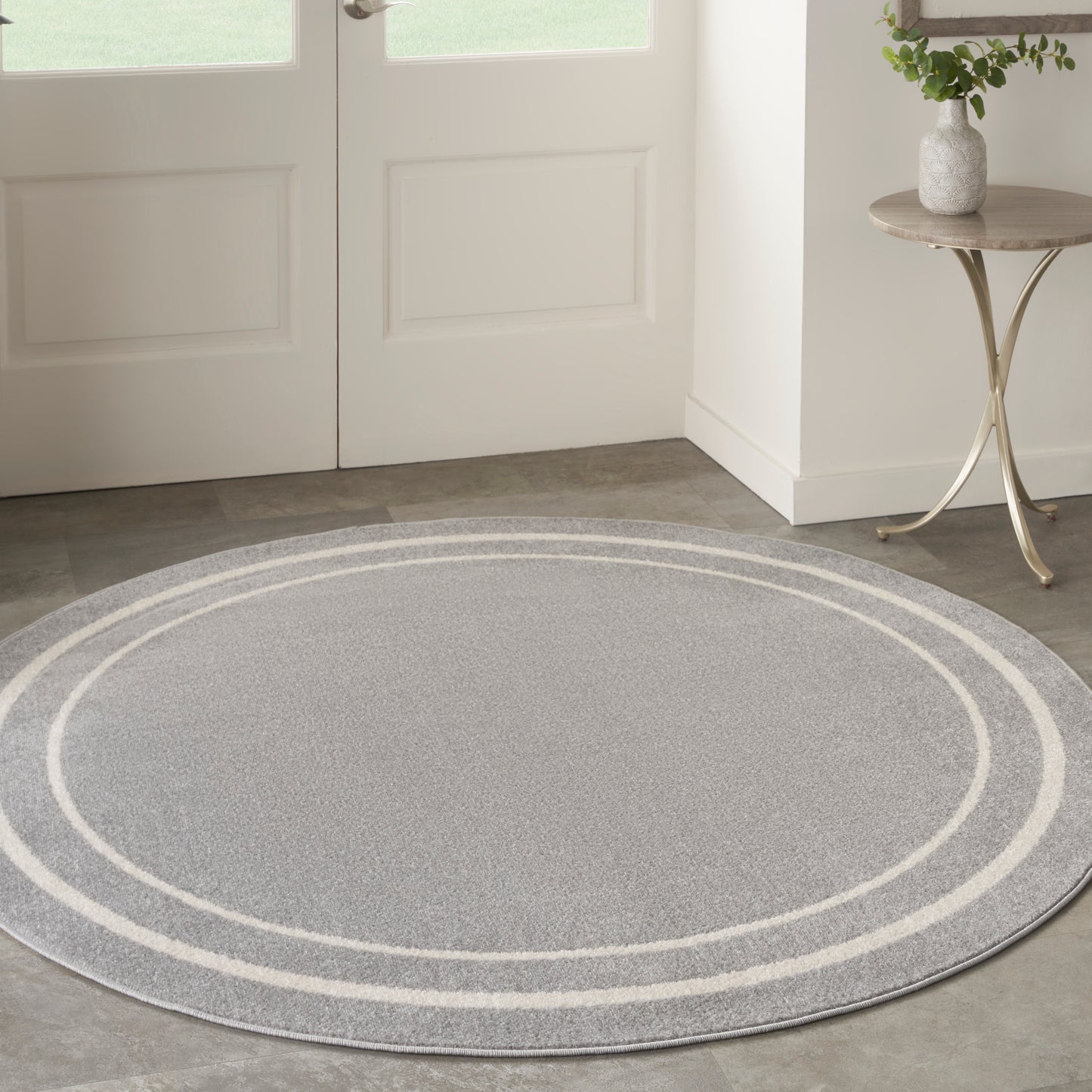 Nourison Nourison Essentials 8' x Round Grey/Ivory Contemporary Rug