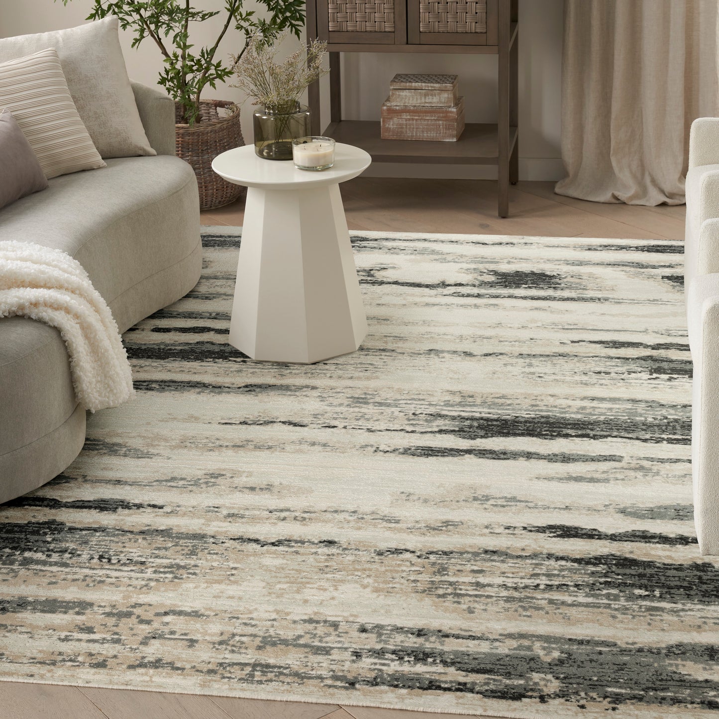 Nourison Serenity Home 9' x 12' Grey Multicolor Modern Indoor Rug