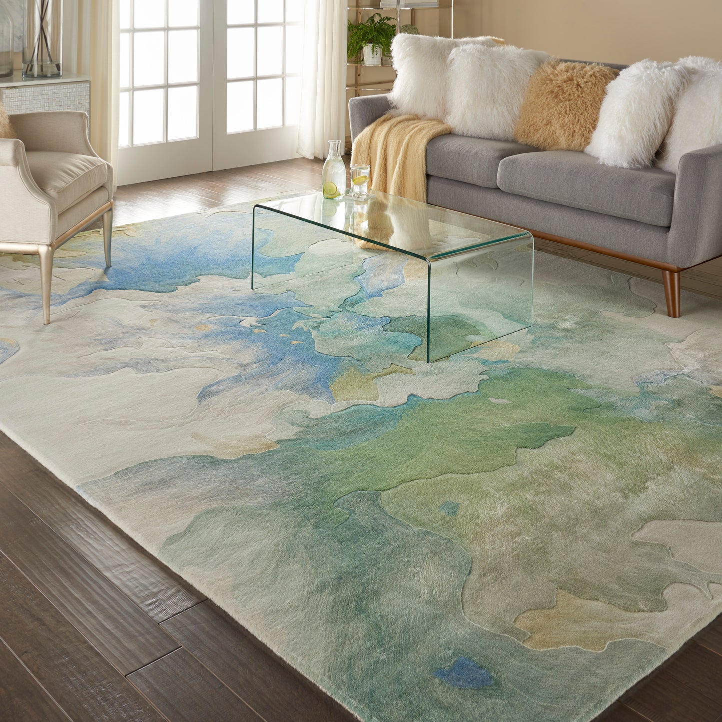 Nourison Prismatic 9'9" x 13'9" Seafoam Modern Indoor Rug