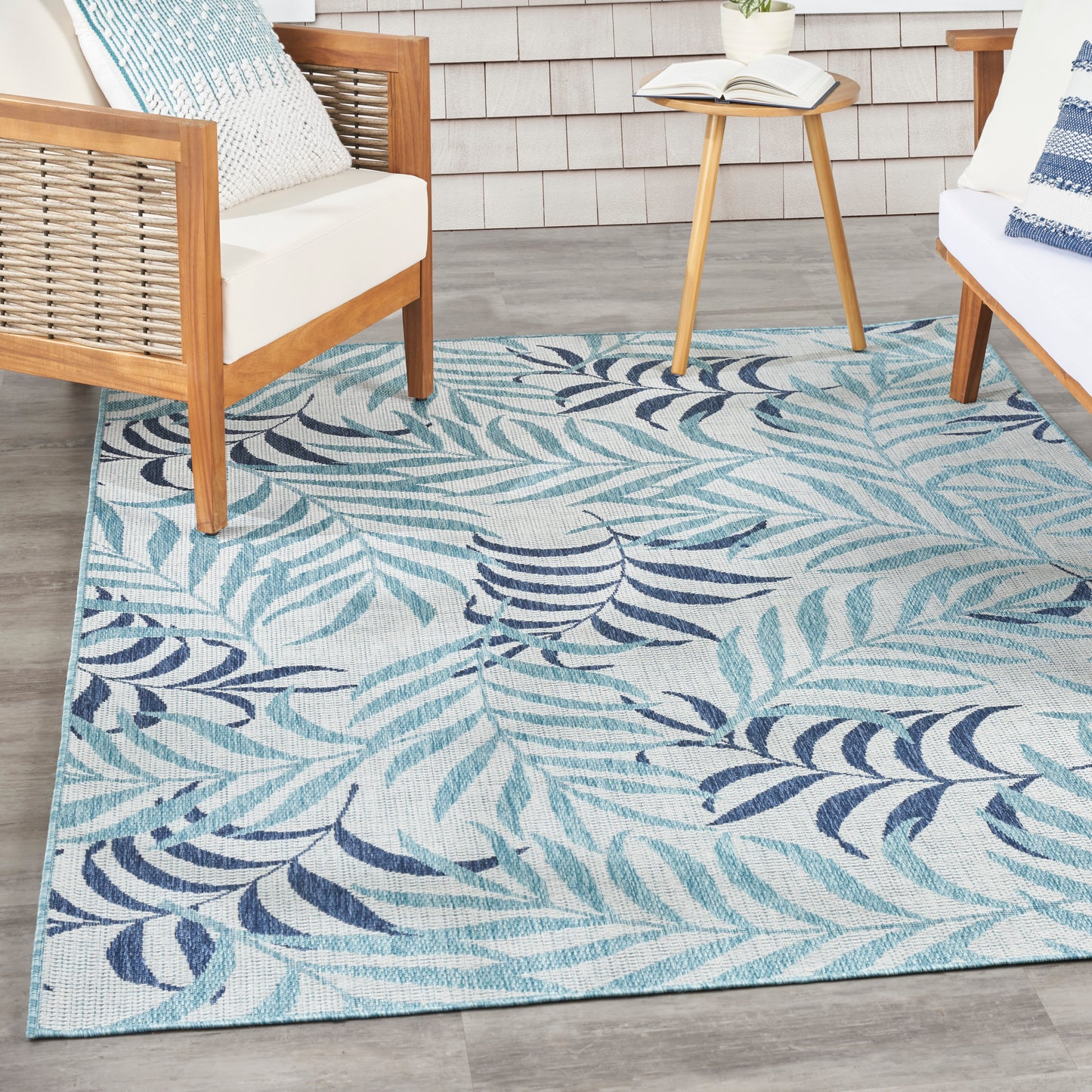 Nourison Garden Oasis 6' x 9' Blue Tropical Rug