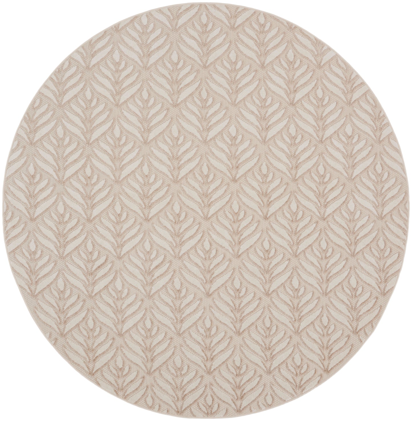 Nourison Aloha 7'10" x Round Ivory Grey Tropical Rug