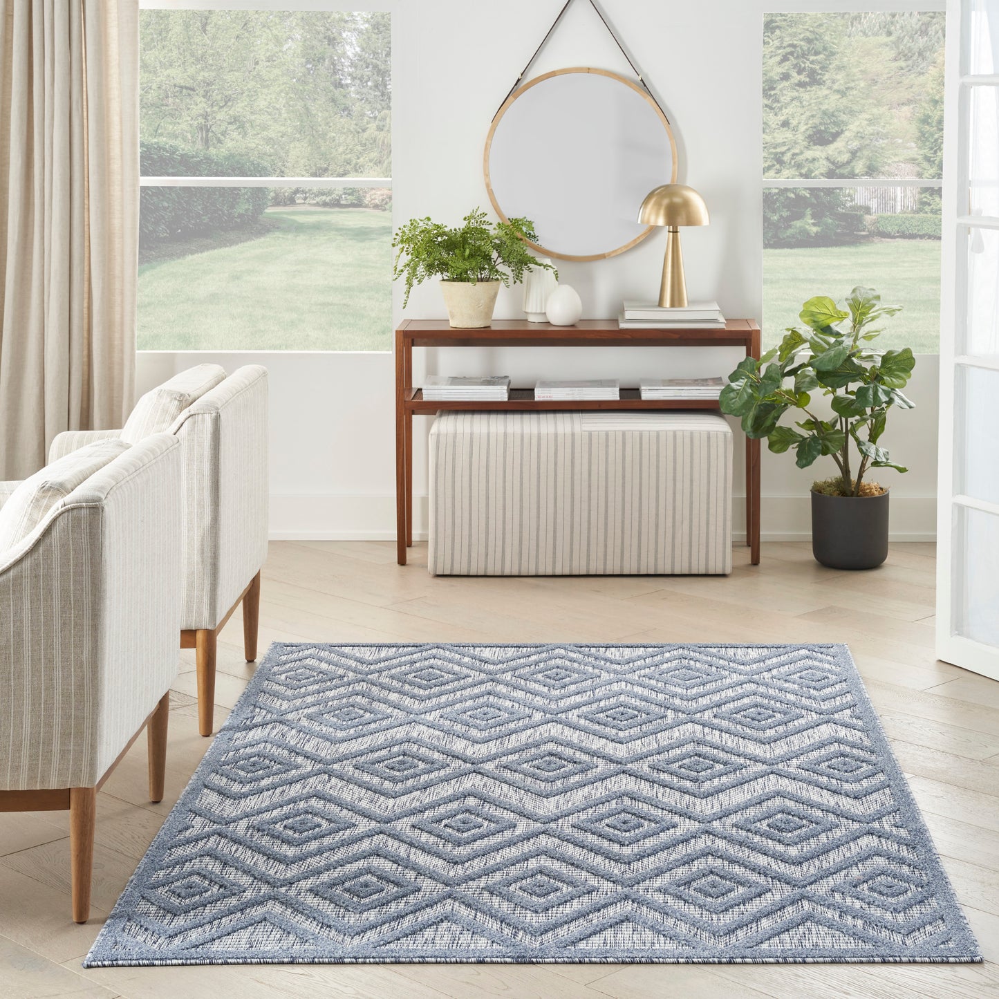 Nourison Versatile 4' x 6' Denim Blue Modern Rug