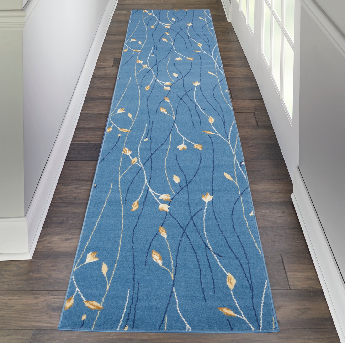 Nourison Grafix 2'3" x 10' Light Blue Contemporary Indoor Rug