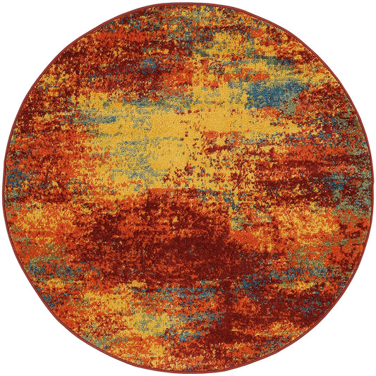 Nourison Nourison Essentials 4' x Round Flame Modern Rug