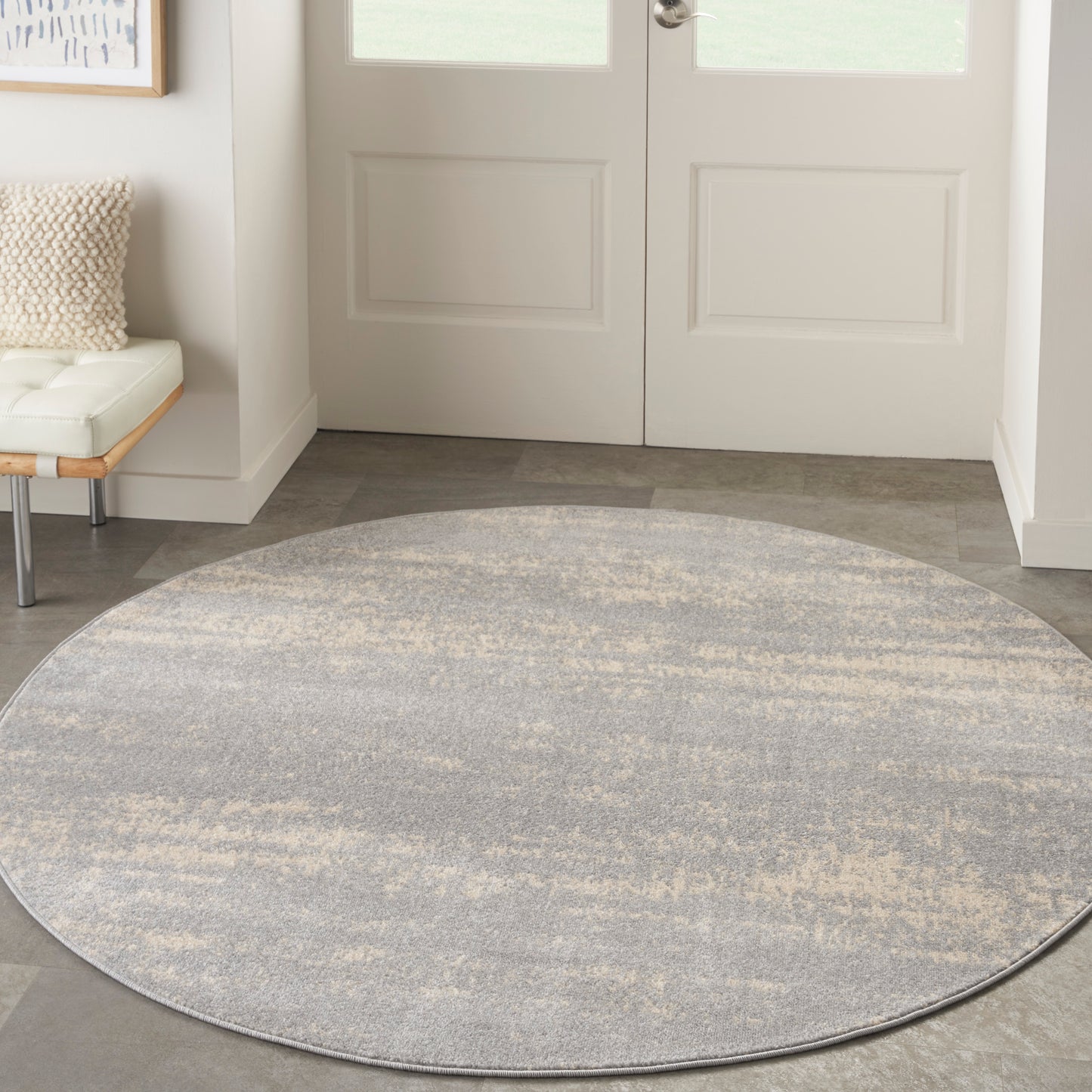 Nourison Nourison Essentials 4' x Round Grey Beige Modern Rug