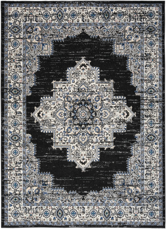 Nourison Passion 5'3" x 7'3" Black Ivory Vintage Indoor Rug