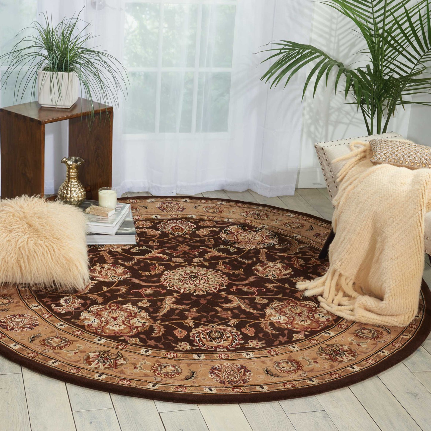 Nourison Nourison 2000 4' x Round Brown Traditional Indoor Rug