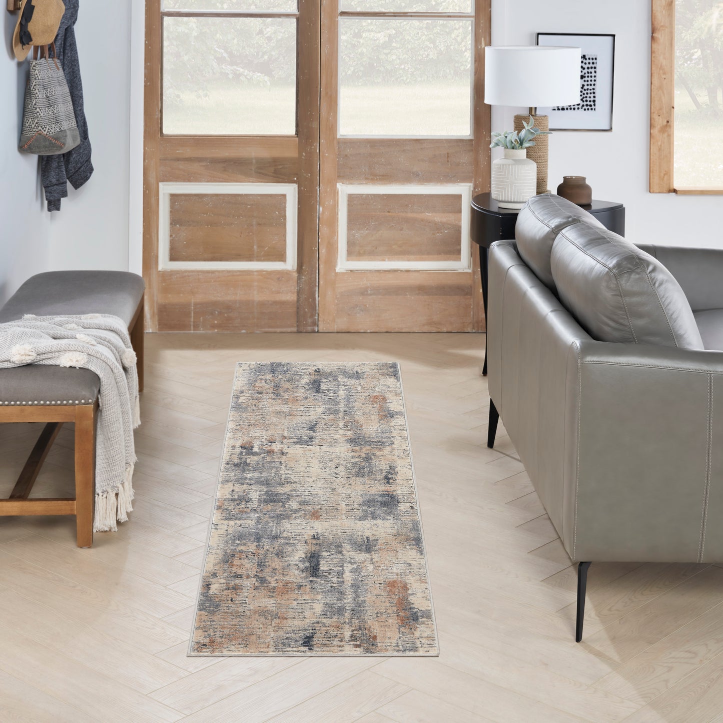 Nourison Rustic Textures 2'2" x 7'6" Beige Grey Modern Indoor Rug