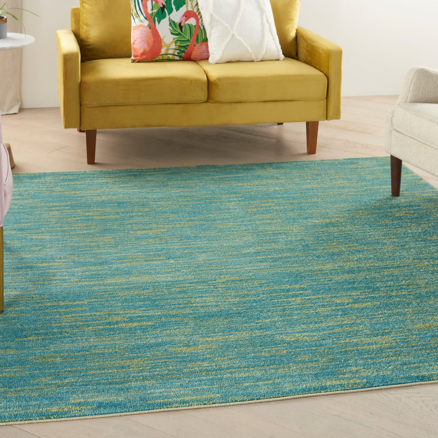 Nourison Nourison Essentials 5' x Square Blue Green Outdoor Rug