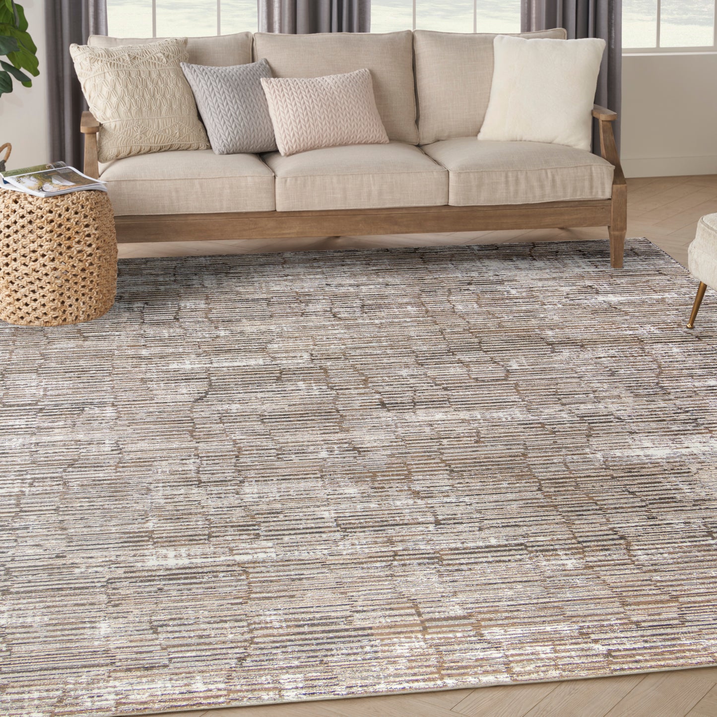 Nourison Sustainable Trends 9' x 12' Ivory Mocha Modern Indoor Rug