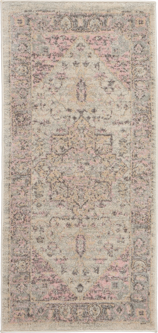 Nourison Tranquil 2' x 4' Ivory/Pink Vintage Indoor Rug