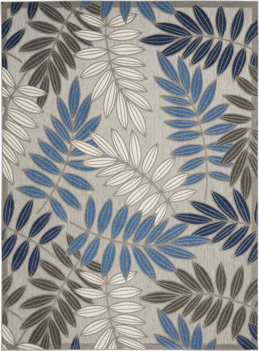 Nourison Aloha 7' x 10' Grey/Blue Tropical Rug