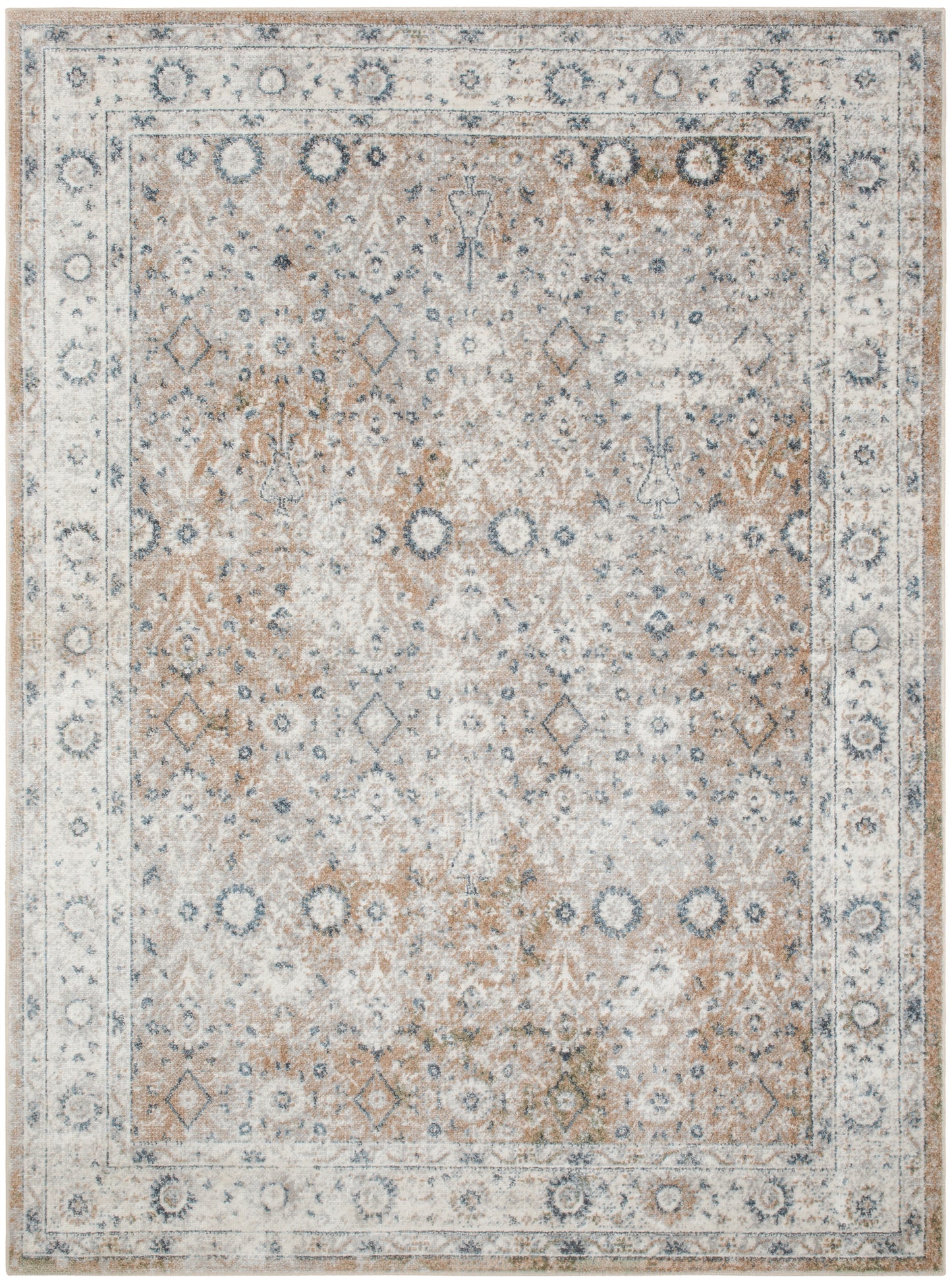 Nourison Astra Machine Washable 5'3" x 7' Silver Taupe Vintage Indoor Rug