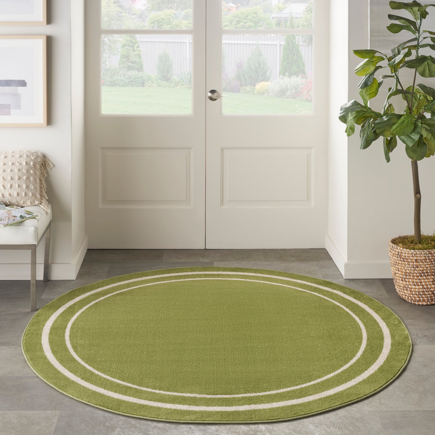 Nourison Nourison Essentials 6' x Round Green Ivory Contemporary Rug