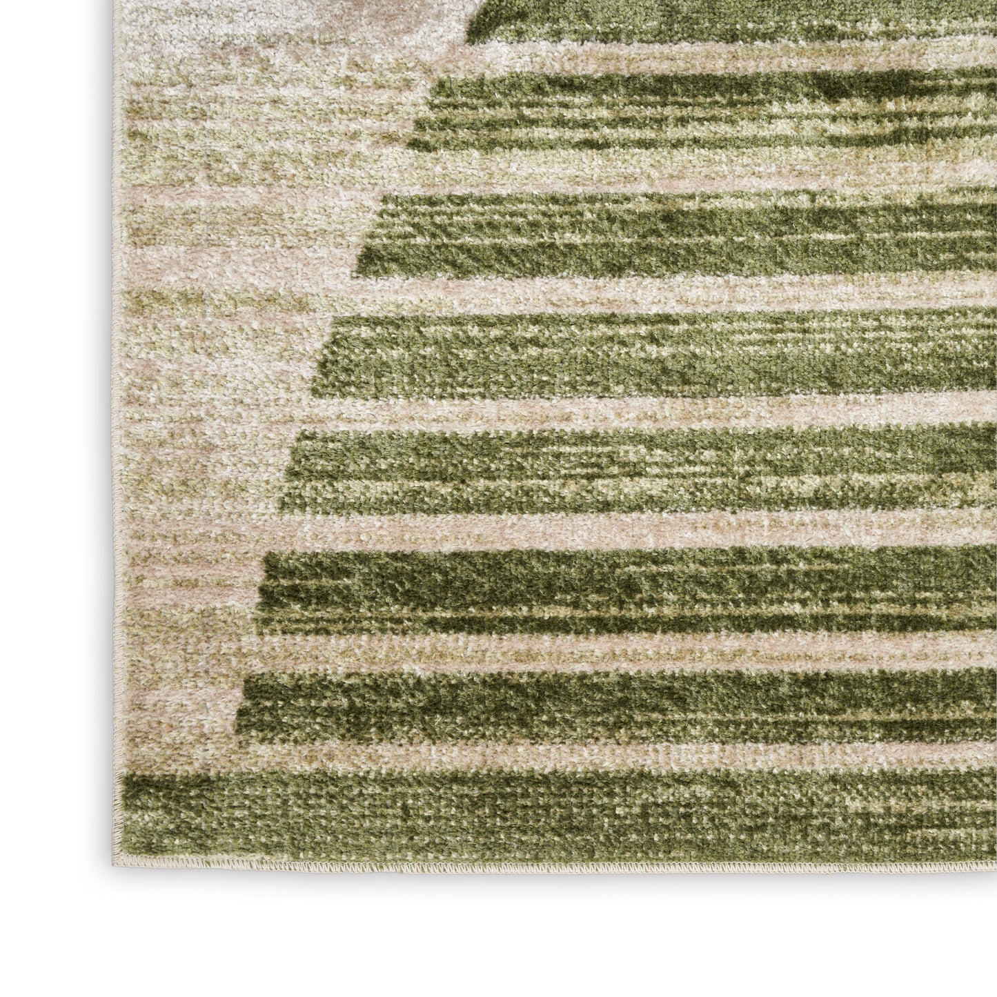 Nourison Astra Machine Washable 4' x 6' Ivory Olive Mid-Century Modern Indoor Rug