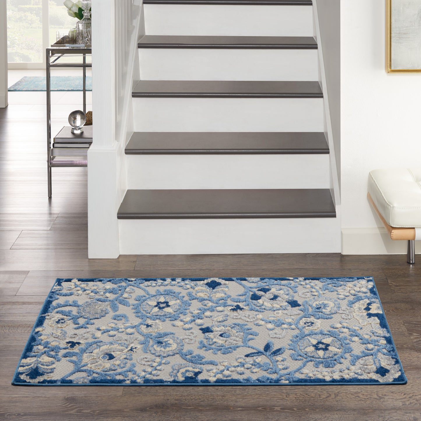 Nourison Aloha 3' x 5' Blue Grey Farmhouse Rug