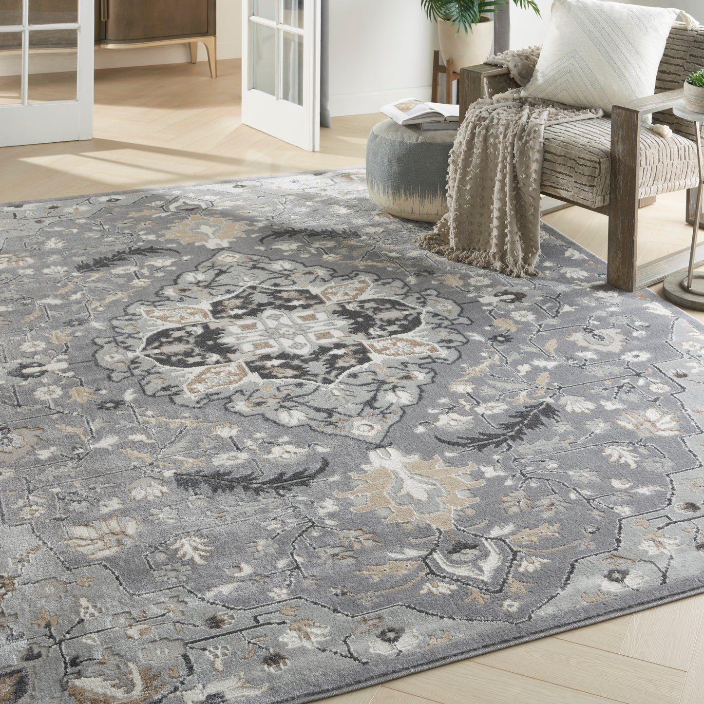 Nourison Elation 7'10" x 9'10" Grey Transitional Indoor Rug