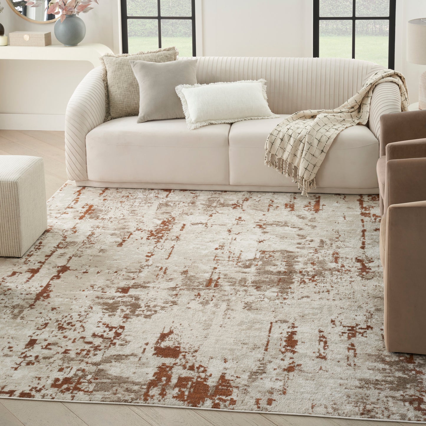 Nourison Quarry 7'10" x 9'10" Ivory Rust Modern Indoor Rug