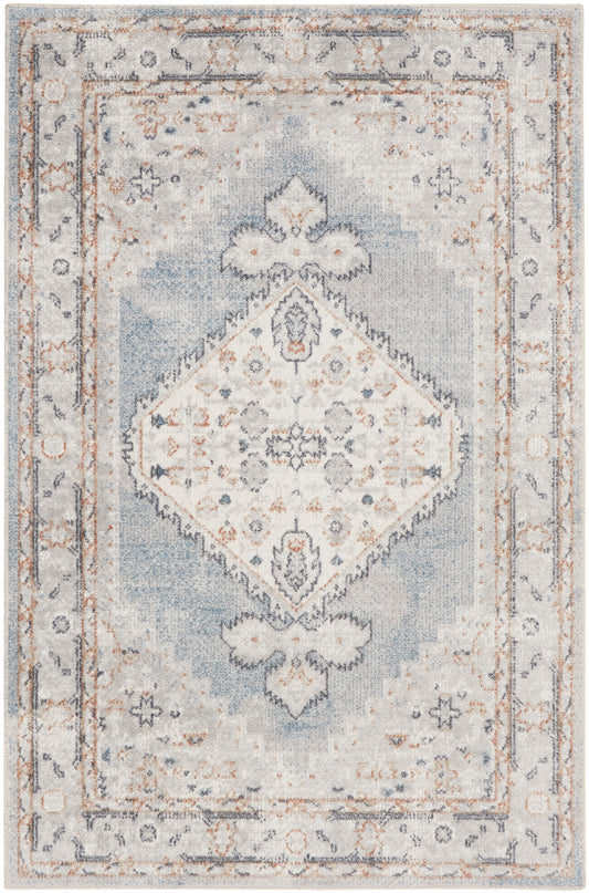 Nourison Astra Machine Washable 2'2" x 4' Light Blue Vintage Indoor Rug