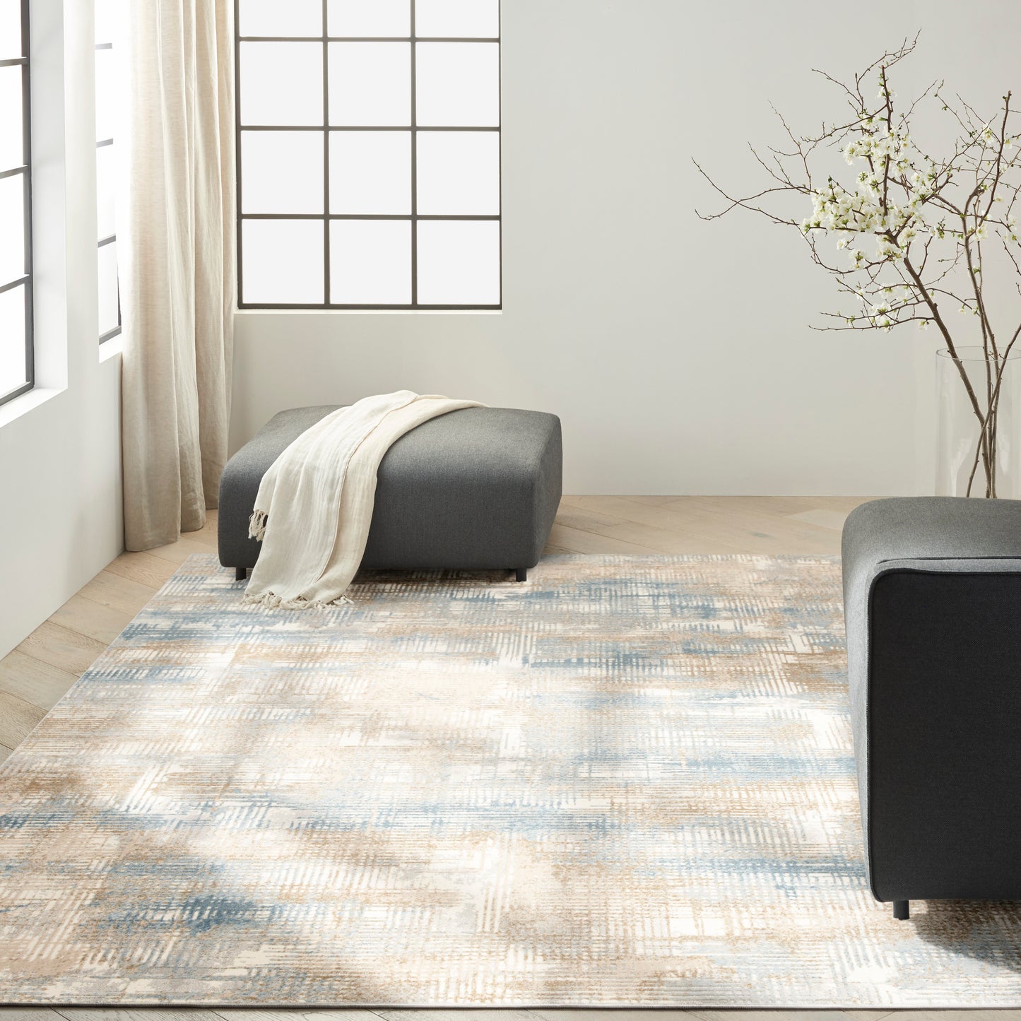 Calvin Klein CK950 Rush 10' x 14' Blue Beige Modern Indoor Rug