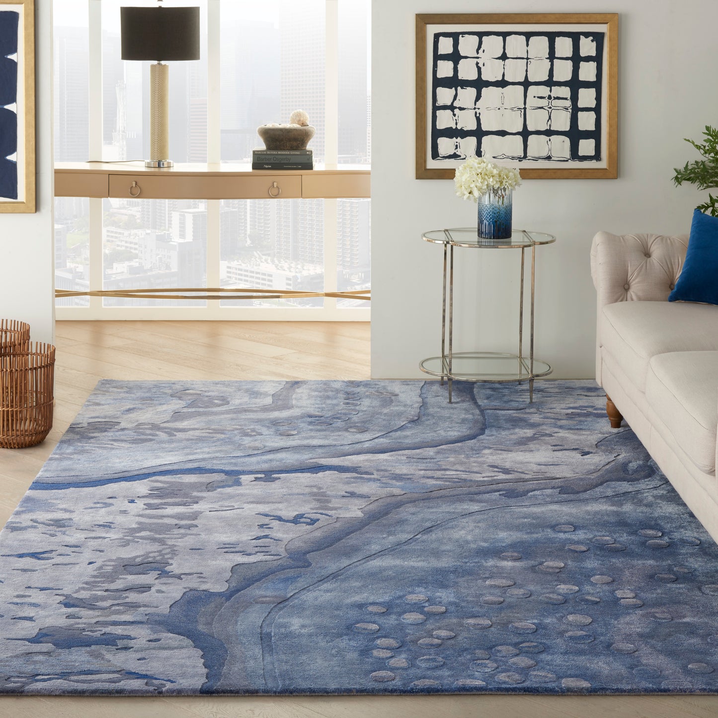 Nourison Prismatic 7'9" x 9'9" Blue Modern Indoor Rug