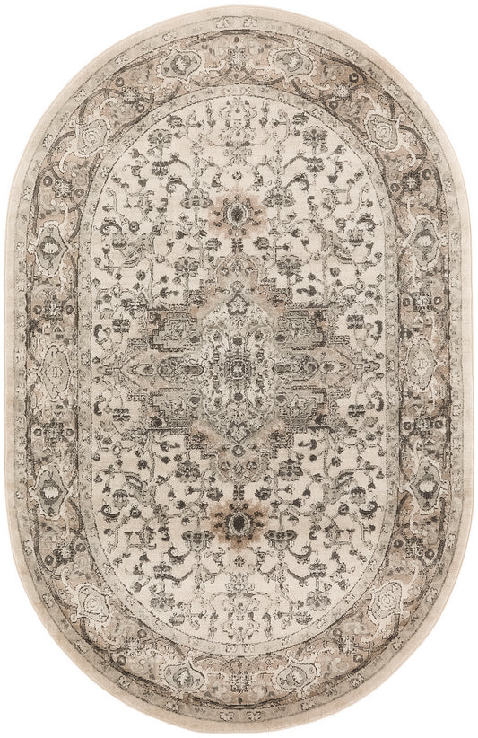 Nourison Quarry 6' x 9' Oval Ivory Grey Farmhouse Indoor Rug