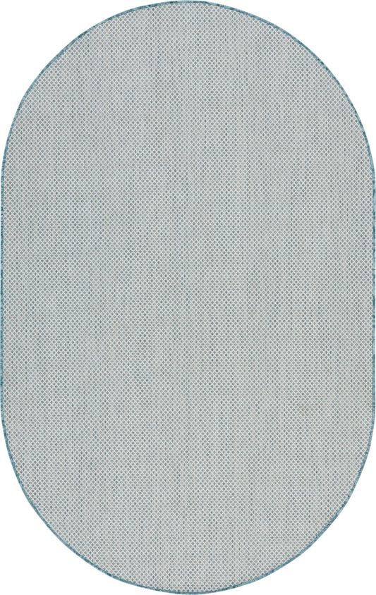 Nourison Courtyard 5' x 8' Oval Ivory Aqua Modern Rug