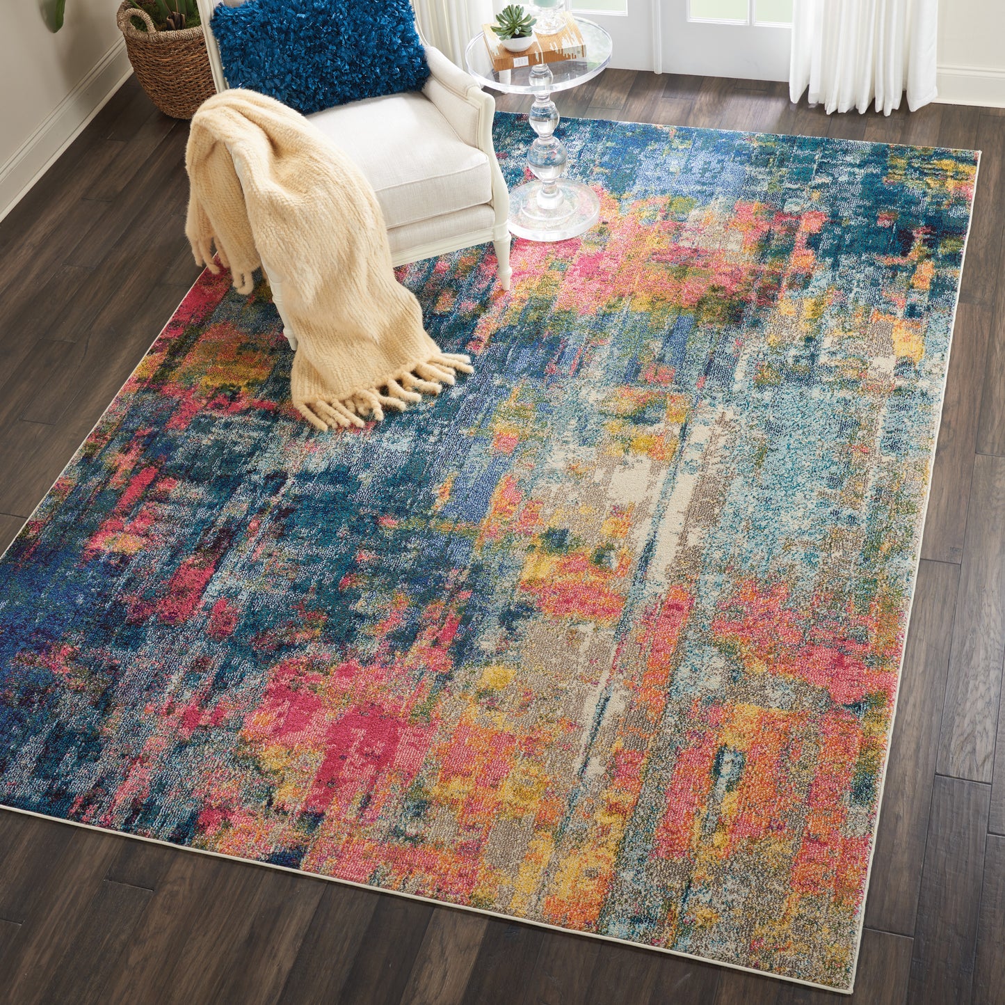 Nourison Celestial 7'10" x 10'6" Blue Yellow Modern Indoor Rug