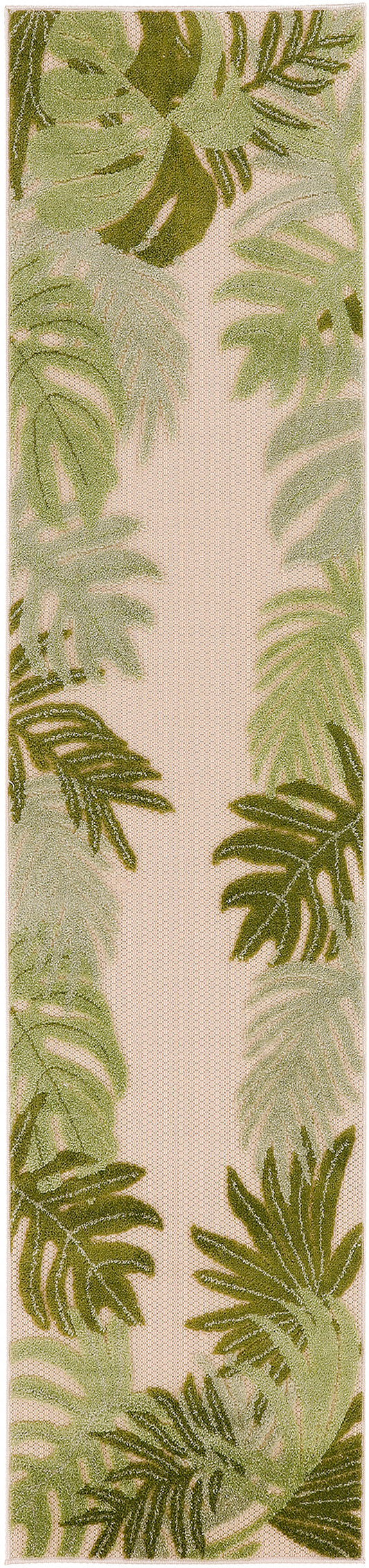 Nourison Aloha 2'3" x 8' Ivory Green Outdoor Rug