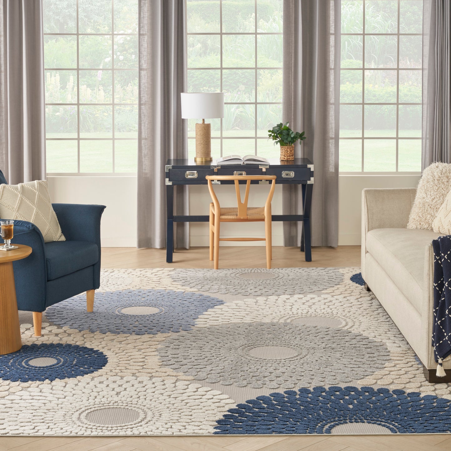 Nourison Aloha 7'10" x 10'6" Blue Grey Modern Rug