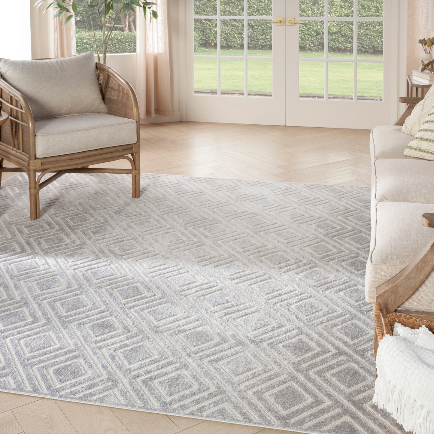 Nourison Care Free 9'2" x 12' Light Grey Modern Indoor Rug