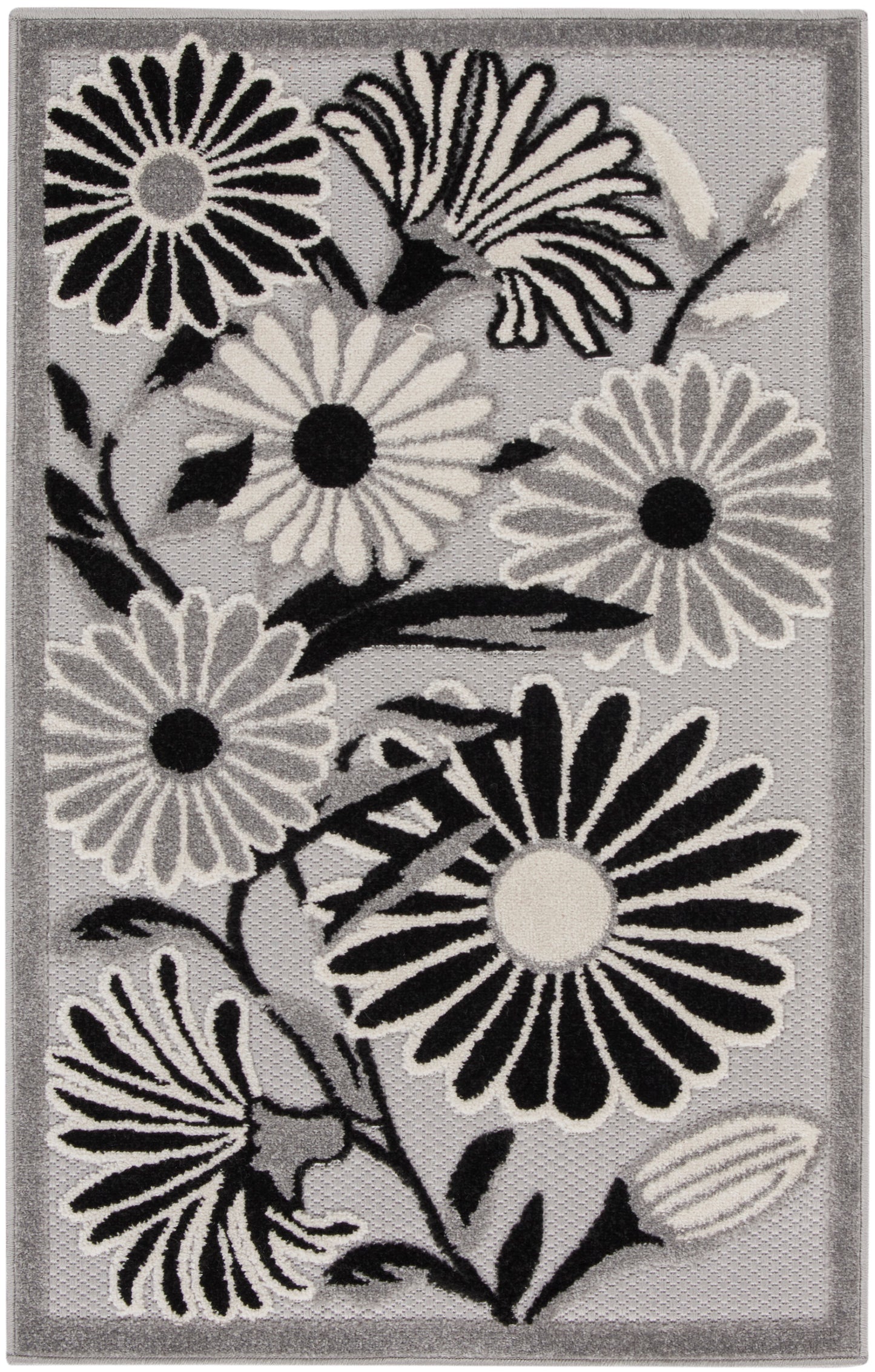 Nourison Aloha 2'8" x 4' Black White Contemporary Rug