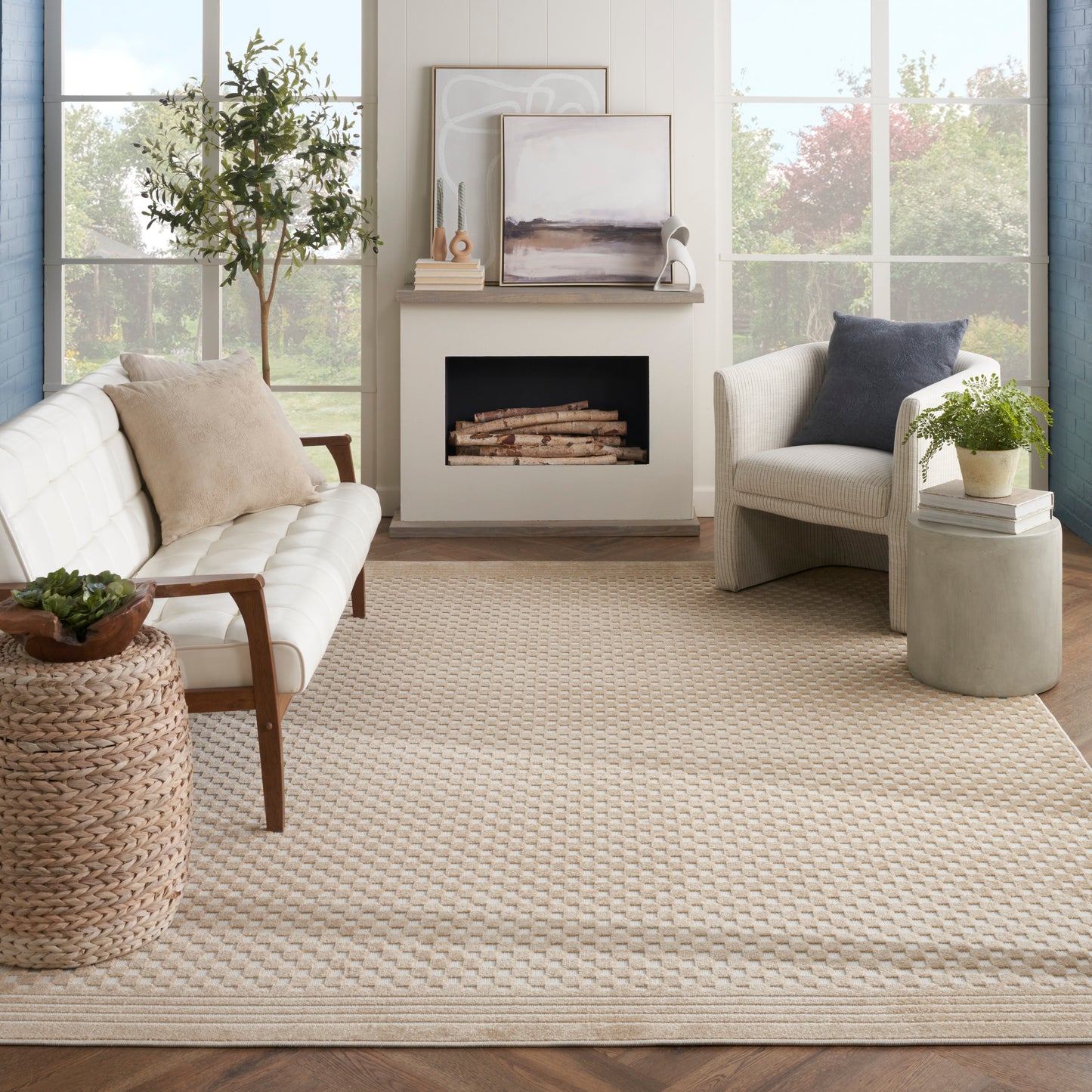 Nourison Care Free 7'10" x 9'10" Taupe Modern Indoor Rug