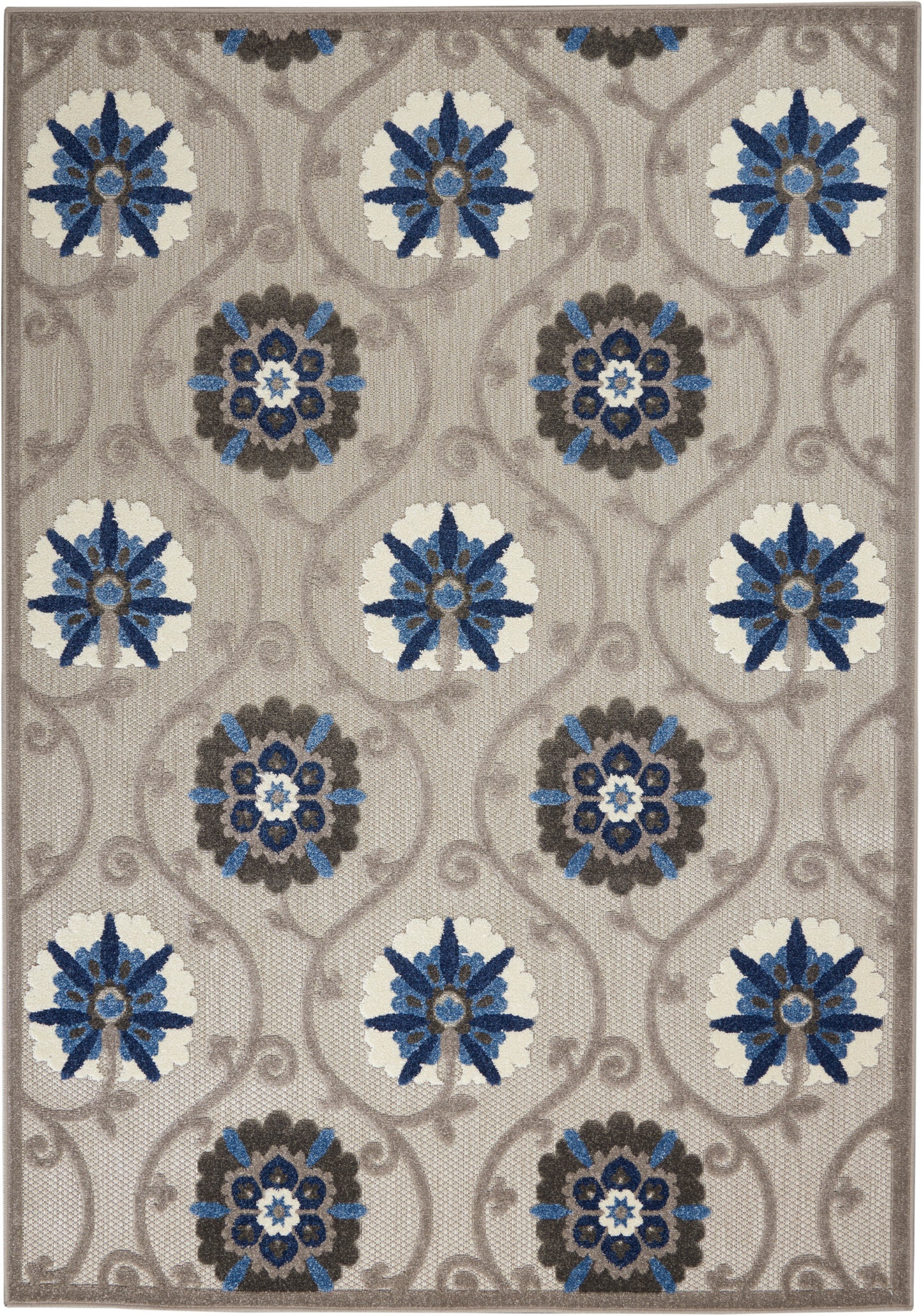 Nourison Aloha 3'6" x 5'6" Grey Blue Contemporary Rug