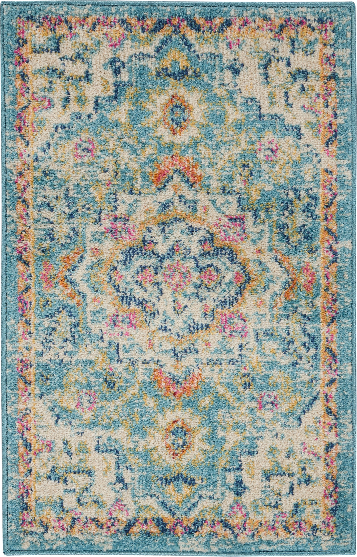 Nourison Passion 1'10" x 2'10" Ivory/Light Blue Bohemian Indoor Rug