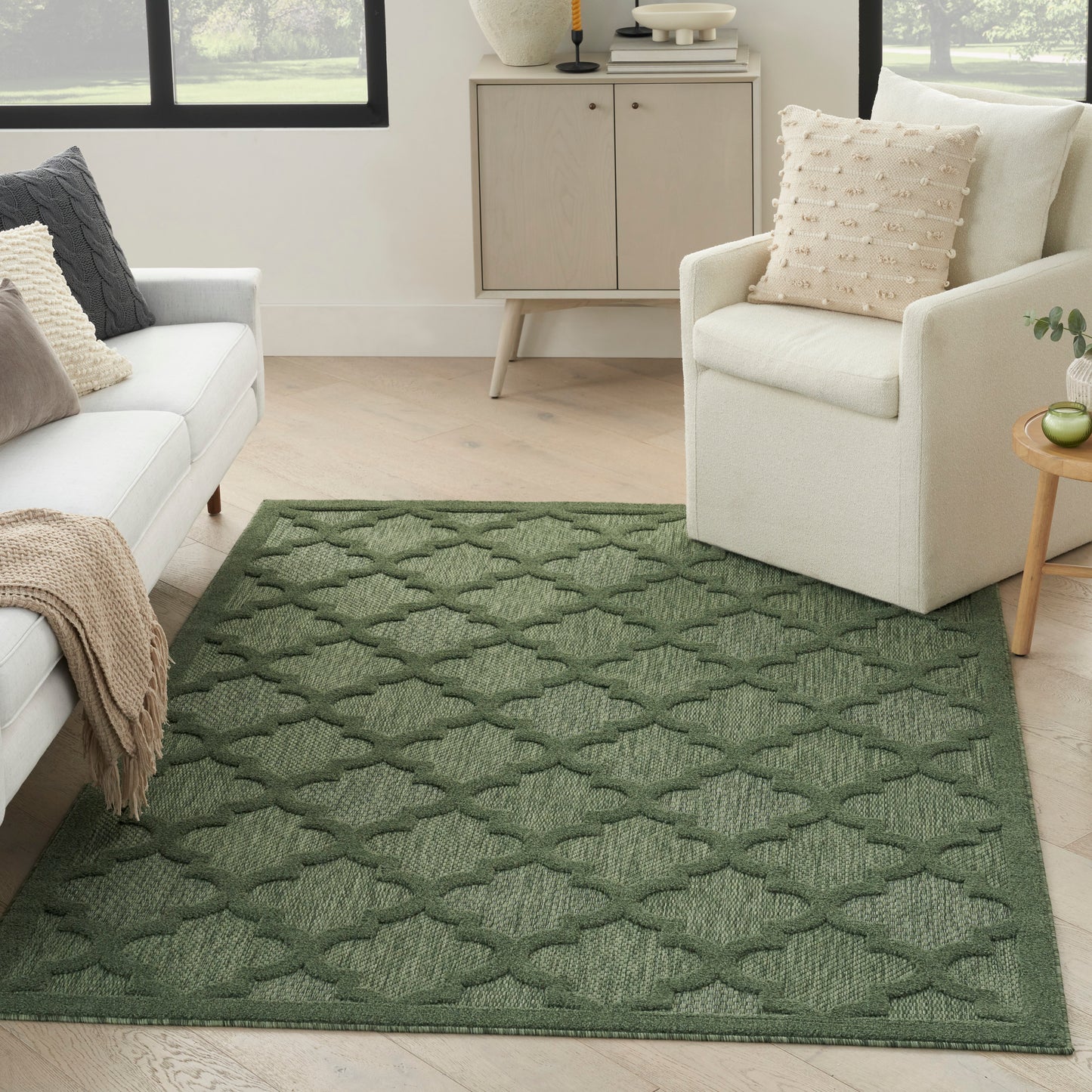 Nourison Easy Care 5' x 7' Green Modern Rug