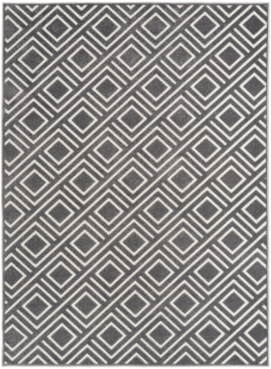 Nourison Care Free 6'7" x 9'2" Grey Modern Indoor Rug