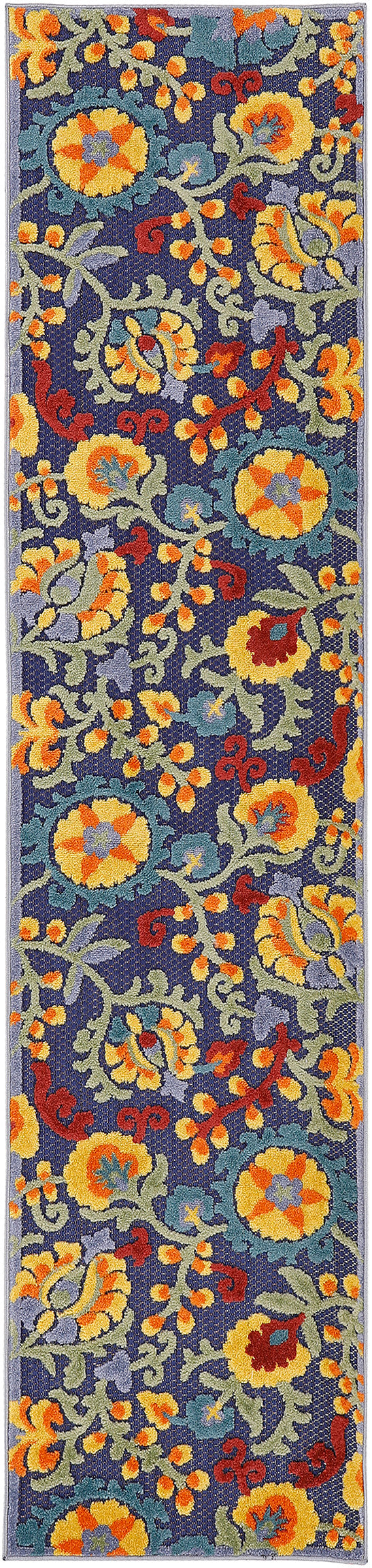 Nourison Aloha 2' x 6' Navy Multicolor Outdoor Rug