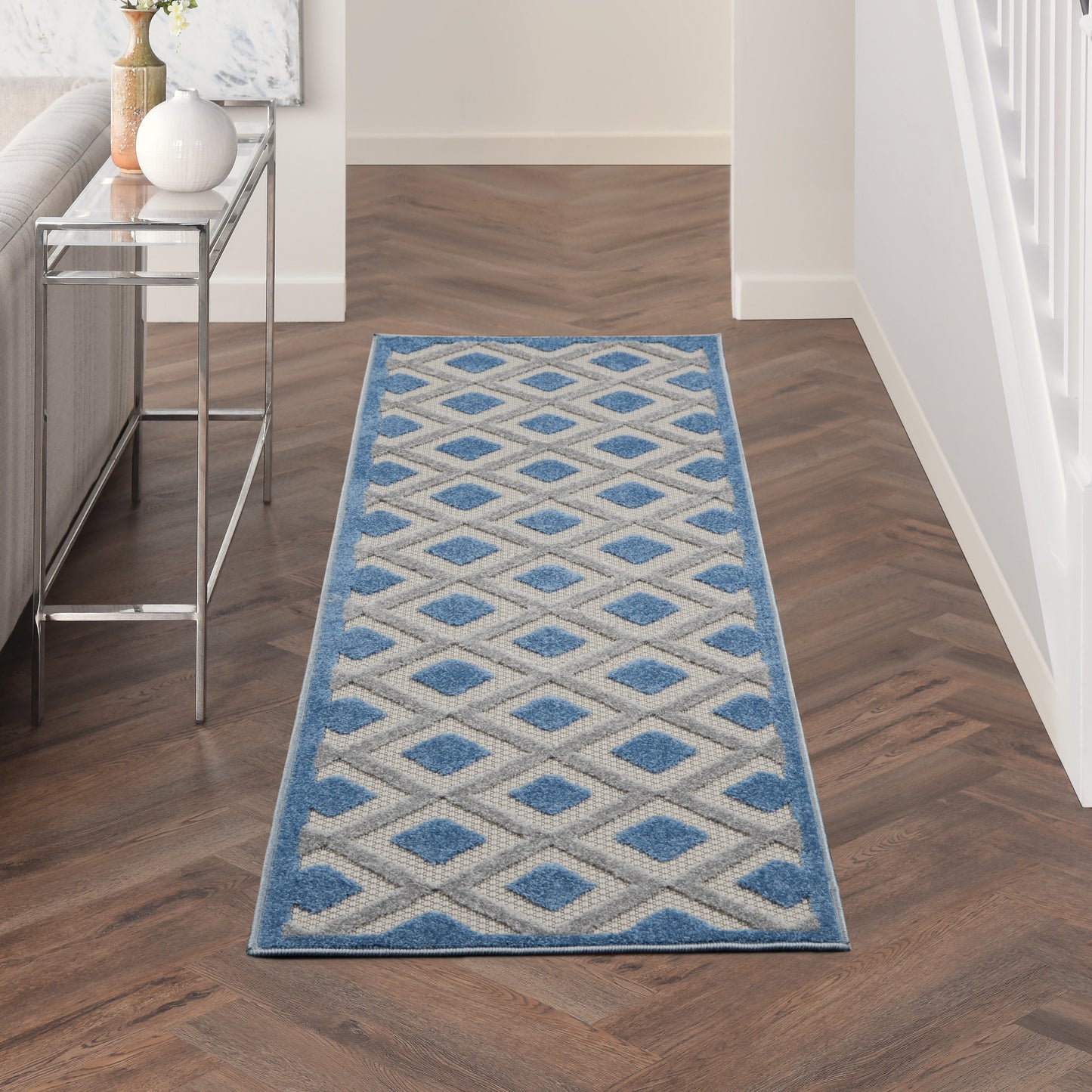 Nourison Aloha 2' x 6' Blue Grey Modern Rug