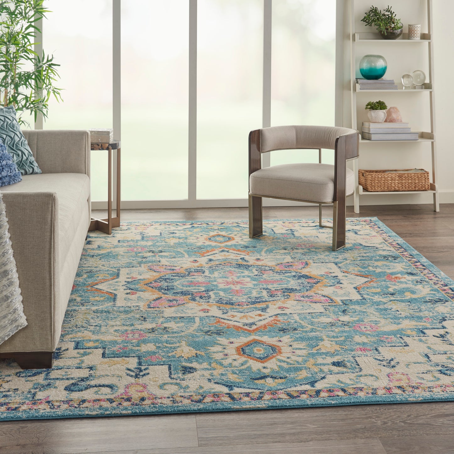 Nourison Passion 9' x 12' Ivory/Light Blue Bohemian Indoor Rug